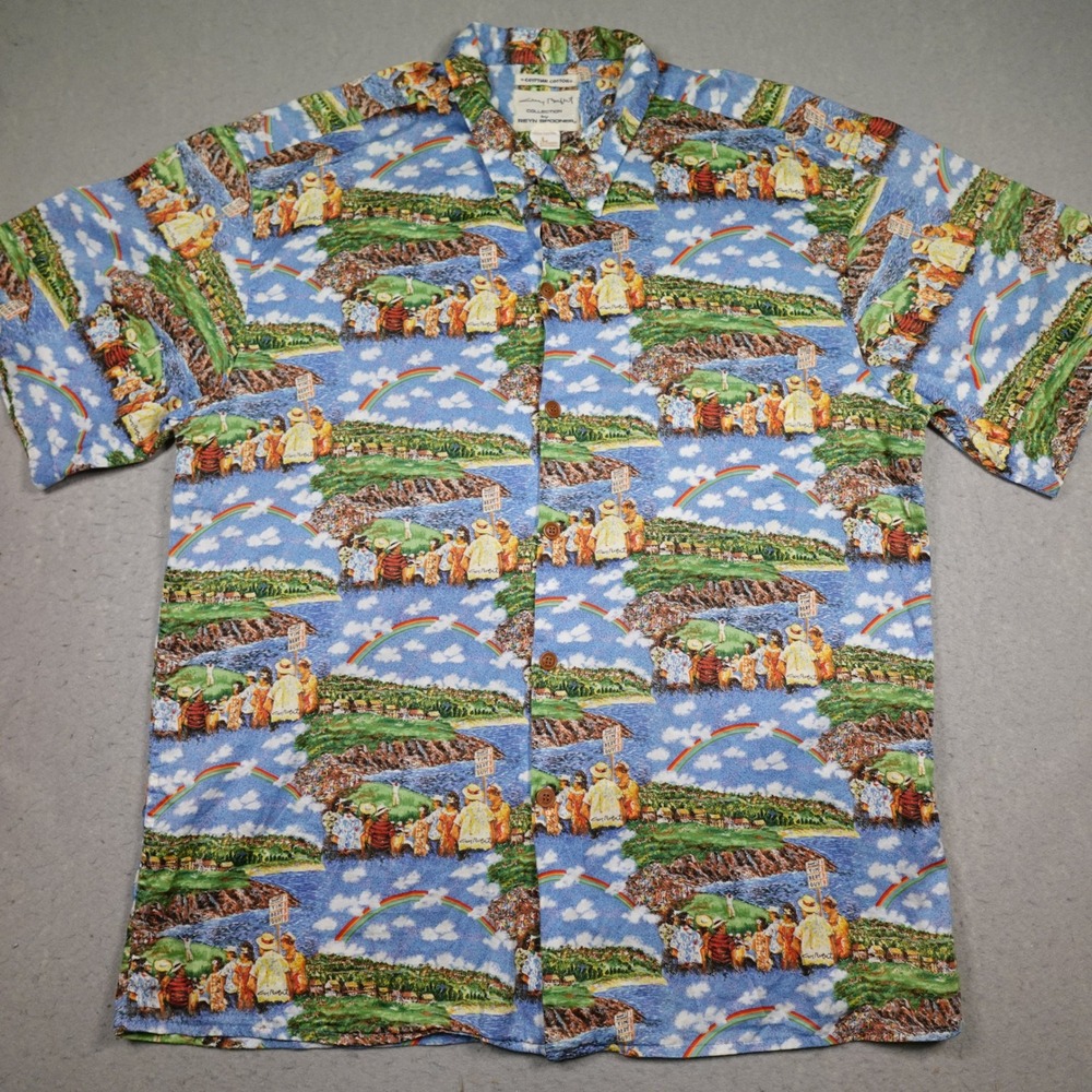 Vintage Reyn Spooner Shirt Men L Blue Jimmy Buffett Golf Egyptian beach Aloha